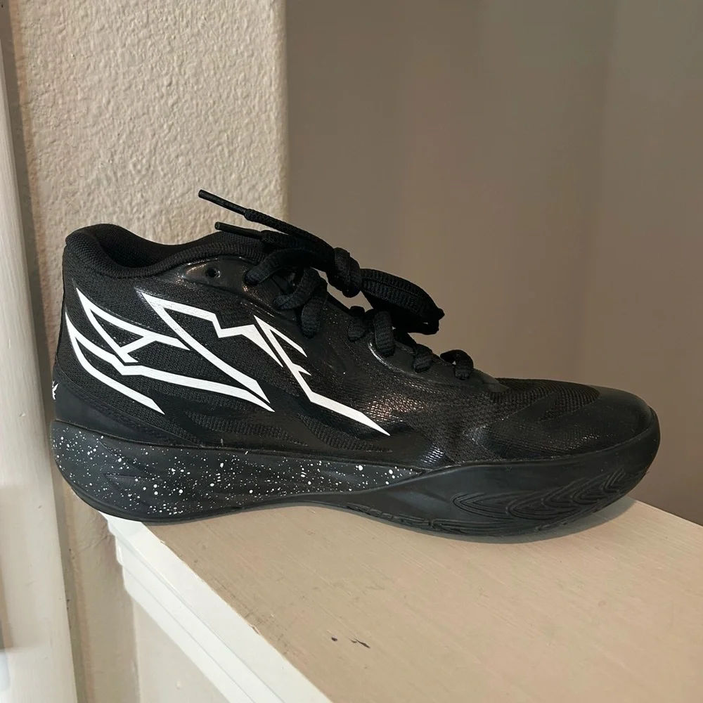 PUMA MELO MB.02 "Oreo" Black/White/Oreo Basketball 379425-01 GS Youth SZ 6.5 - Picture 5 of 9
